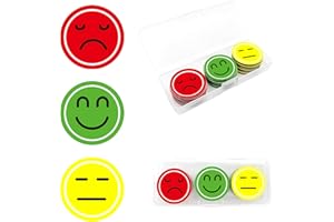 FloraVigo Lot de 42 aimants smiley, tableau de récompense pour enfants, bonne attraction magnétique, avec boîte en polypropylène, humeur, tableau de réfrigérateur, cadeau de bureau, 2,5 cm