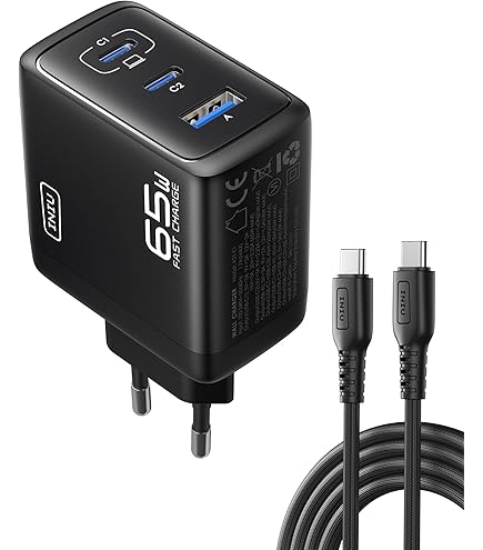 Caricatore NOHON 65W GaN USB-C - 3 Porte, PD 3.0, Con Cavo 140W | Compatibile IPhone, Macbook, Android | Bianco - Foto 5