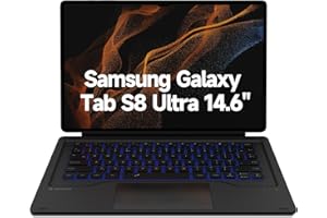 Dexnor Keyboard Case For Samsung Galaxy Tab S8 Ultra Keyboard 14.6 Inch Magnetic Detachable Book Cover Style Keyboard Multi-Touch Trackpad Backlit S Pen Holder-Black