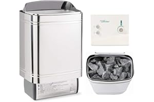 ‎TIME4WELLNESS Sauna-Set Finnischer Sauna Ofen Sentiotec Nordex II 6/8/9 kW Sauna Heizgerät Mit Saunasteuerung Sentiotec K1 / K2 Und Saunaofen-Steine Time4wellness (6 kW, Saunasteuerung K1)