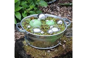 Storm's Gartenzaubereien Miniteich Komplett Set 2 Schwimmfrösche groß - klein 2 Teelichtschalen 6 Schimmkugeln und Zinkwanne