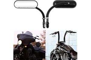 DREAMIZER Schwarz Motorradspiegel Oval M8 M10 Motorrad Rückspiegel Kompatibel mit Harley Road King Softail Glide Electra Dyna Chopper Bobber Touring Cruiser Street Bike yamaha