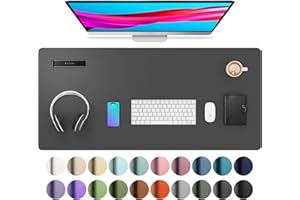 Aothia podkładka na biurko, ze skóry PU, podkładka pod mysz, antypoślizgowy ochraniacz na biurko, wodoodporna podkładka na biurko do biura i domu (91 x 43 cm, szara)