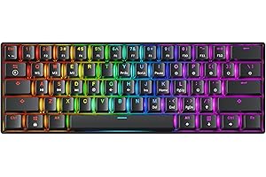 GK61 Mechanical Gaming Keyboard - 61 Keys Multi Color RGB Illuminated LED Backlit Wired Programmable for PC/Mac Gamer Tactile (Gateron Optical Brown)