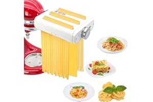 PQPO Accesorio para Hacer Pasta Compatible con Batidoras de Pie Kitchen Aid 3 en 1 Rodillo para Pasta, Accesorios para Hacer Fideos