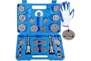 QNKAA Kit de herramientas de rebobinado de pinza de freno para enrollar la parte trasera delantera y trasera del pistón de freno de disco de compresión, 24 piezas, juego maestro con un par de guantes