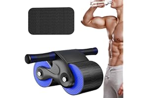 WOKICOR Abdominal Roller Wheel, 2023 Neues Bauchroller Bauchmuskeltrainer mit Kniematte, Bauchtrainer Roller, Ab Wheel für Bauchmuskeltraining, Double Round Wheel Fitnessgeräte für Zuhause, Fitnessstudio
