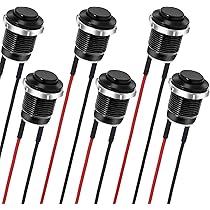 6 Interruttori A Pulsante 12V Momentanei | 12mm 2 Pin Normalmente Aperti Per Auto E Barche