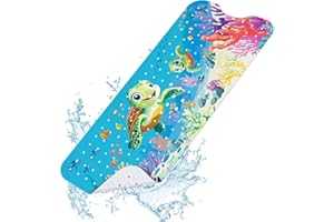 SHUCHING Tappetino Vasca Antiscivolo Bambini Tartaruga Marina, Tappeto Doccia Antiscivolo Bambini 100x40cm, Tappetino Bagno Resistente alla Muffa e Lavabile in Lavatrice