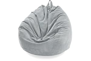 Mateju Pouf Poltrona a Sacco, Pouf Letto Singolo Morbido, Pouf Sacco di Fagioli Senza Riempimento, Pouf Poltrona di Fagioli per Adulti e Bambini, per Interni Esterni e Cantiere (L,Grigio)