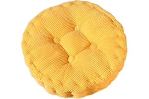 Milopon Corduroy Cushion Chair Cushion High-Back Chair Cushion Round Seat Cover for Chairs Garden Furniture (Yellow)