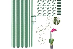 HTBAKOI 90PCS Tutores para Plantas Tutor Orquideas Monstera Tomate Musgo Estacas Huerto Tomateras + 4 Soportes para Tallos de Plantas Clips y Palos Ramas Ajustable Guía Piante Palitos Único Extensible 30CM