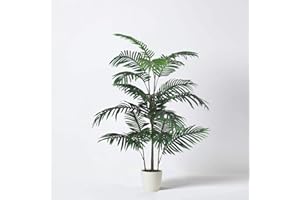 TRADALA ARTIFICIAL TREES Tradala 4’ Lush Artificial Tree in White Pot - Palm 120cm / 3ft 11" Tall with Real Wood Trunk - For Home Living Room Indoors