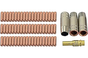RIVERWELD 64pcs MB15 Ugello di contatto M6 140.0059 0,8 mm Ugello di gas 145.0075 Porta dell'ugello 002.0078 per 15ak CO2 MIG MAG Torcia di saldatura