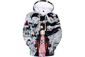 OLIPHEE Mens 3D Anime Cartoon Hoodie Comic Fans Love Hoodie Sweatshirt