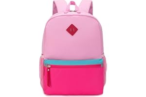 HawLander Little Kids Backpack, Toddler School Bag for Girls Aged 4 5 6 7 Years, with Chest Strap, Pink