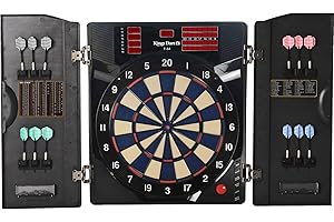 ‎KINGS DART Kings Dart E-Dartscheibe Cabinett | Elektronisches Dartkabinett für Anfänger u. Fortgeschrittene| Original Turniergröße | Bis 8 Spieler | Mit 38 der beliebtesten Spiele | 59x50 cm
