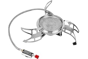 Bulin Hornillo de camping de 3800 W con encendido piezoeléctrico, placa frontal grande, soporte adaptable, hornillo de gas ultraligero, resistente al viento, plegable, para senderismo, picnic