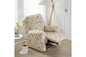 ABZDUNG Recliner Chair Covers with Pockets for Electric Chair, 4 Pieces Floral Stretch Recliner Sofa Slipcovers Non Slip Reclining Sofa Cover Furniture Protector(B1)