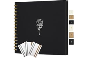 Hiwhy Album photo de scrapbooking - 20,5 x 20,5 cm - En papier kraft - Avec 40 pages - Pour mariage, anniversaire, photos de famille - Noir