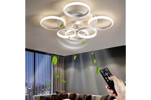‎SXLXQM SXLXQM Ventilator mit Licht Leise, Deckenventilator mit Beleuchtung und Fernbedienung, 60W LED Dimmbar Deckenleuchte mit Ventilator für Wohnzimmer Schlafzimme. Weiß