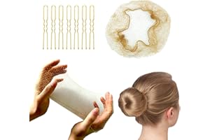 TonJin 50PCS Hair Nets Bun and 10PCS U Shaped Hair Pins Set, 50cm Individual Package Invisible Hair Nets Elastic Edge Mesh and 6cm Hair Bun Pins for Women Girls Ballet Bun Maker Dance(Blonde)