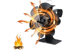 bestyks Stove Fan Fireplace fan, 2023 Update log burner fan Wood Burner Fans Fire Fan, Silent Operation/Eco-Friendly Circulation/Efficient Heat Distribution for Log Burner Wood Burner (6 Blades)