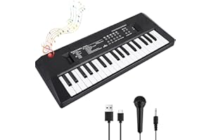 Shayson Piano pour Enfants Keyboard 37 Touches Clavier Musical Electronique avec Microphone Jouets de Musique éducatifs Cadeaux pour 3-8 Ans Filles Garçons Débutants (Noir)