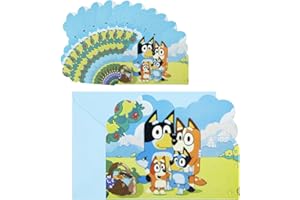 DEKEWE 10 PCS Blue Party Invitations Kids, Cartoon Party Invites with Envelopes, Party Invitations Birthday Cards Birthday Invitations for Kids Girls Boys