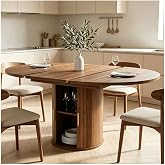 BYCCZMGAD Extendable Round Dining Table, with Storage Space | 110-150 x 110 x 75 cm, Oval Wood, Scratch Resistant, for 4-8 Pe