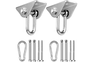 GothicBride Ganchos de Techo SUS304 Stainless Steel Tarea Pesada 360° Rotate Anclaje de Techo para Hormigón y Madera Yoga, Hamacas, Sillón Colgante, Saco Boxeo Capacidad 450Kg (2 Piezas Tipo U)
