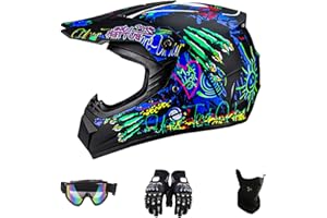 DriveNova Motocross MTB Helm Fullface mit Handschuhe Maske Brille, Erwachsener Motorrad Downhill Full Face Helm Downhill Motorradhelm Kinder ATV Motorradhelm Road Helm DOT Zertifiziert