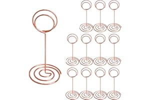 DISDAIN Table Number Folder Wedding Banquet Table Business Card Holder Memo Photo Holder Suitable for Parties Banquets Offices,12-Piece Set (Rose Gold, Round Shape)