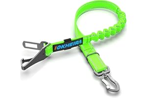 IOKHEIRA Cintura Sicurezza Cani, Cintura di Sicurezza Regolabile, 3 in 1 Multifunzione Guinzaglio per Cani Auto, per Tutte le Razze di Cani e Tipi di Auto(Verde Sportivo)