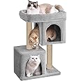 FURRLOVERS Condo Cat Kitten Activity Tree | Plush Fur Fabric | Detachable Bed | Jute Rope Scratching Post | Suitable for Kittens (Height 26 Inch) (Grey - FURR-62)