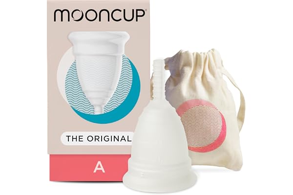 Mooncup® La coupe menstruelle en silicone originale, réutilisable, insert ultra doux et facile, idéale pour les flux abondants, taille A, 30 ans et + ou après un accouchement vaginal (paquet de 1)