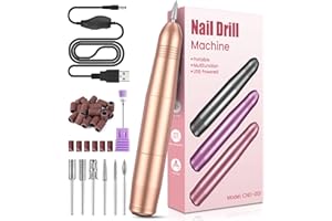 KOOFIT Frezarka do paznokci żelowych, elektryczna frezarka do paznokci, 20 000 obr./min, regulowana prędkość frez do paznokci żelowych, profesjonalny zestaw do manicure, pedicure, paznokci żelowych,
