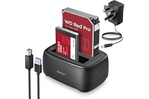 ORICO Dual Bay External Hard Drive Docking Station with Duplicator/Offline Clone 3.5 Docking Station for 2.5/3.5inch SSD/HDD Tool-Free USB 3.0 to SATA Support UASP Max Up to 44TB-DD28U3-C