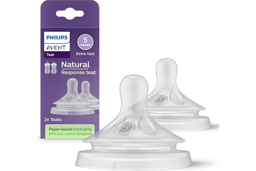 Philips Avent Tetina de biberón Natural Response: 2 tetinas de biberón de flujo 5 para bebés a partir de 6 mes, sin BPA (mode