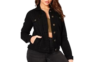 JMOJO Denim Jackets Women - 100% Cotton Trucker Casual Ladies Denim Jackets in Regular Fit & Plus Sizes with Waist Adjuster - Jackets for Women UK - Perfect for Beach Party Picnic Outing
