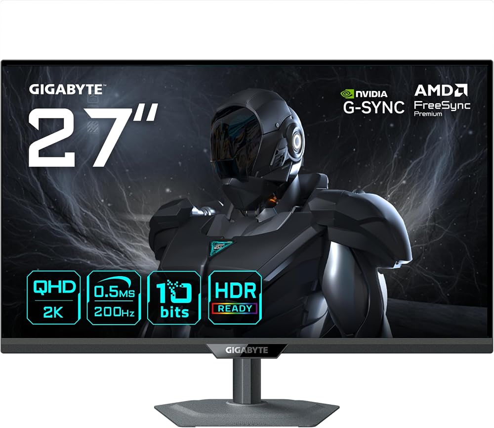 GIGABYTE G27Q2 27" QHD SS IPS Gaming Monitör, 200Hz (OC 210Hz) 0.5ms GTG, HDR10, USB-C (15W), Ergonomik Stand