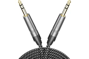 deleyCON 0,5m Kabel Instrumentalny Jack 6,35 mm na 6,35 mm Jack TRS (Stereo) AUX - Jakość Studyjna - z Czystej Miedzi OFC (AWG24) - do Wzmacniacza Miksera Gitary Elektrycznej Basu Klawiatury