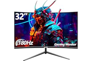 Gawfolk 32 Zoll Gaming Monitor Curved 180Hz, 144Hz PC Bildschirm Full HD 1080P, Rahmenloses 2800R Gebogenes Computer Bildschirm mit FreeSync und Eye Care Technologie, unterstützt VESA