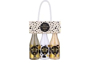 Accentra - Set de regalo Celebremos a las mujeres en botellas de champán Set de baño y ducha que incluye gel de ducha, loción corporal y sal de baño Set de bienestar de 3 piezas para mujeres y niñas