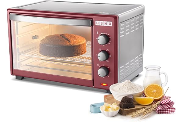 USHA 3642Rcss 42 Liters Oven Toaster Grill With Rotisserie And Convection, 2000 Watts, 6 Mode Heating Function (Stainless Steel & Wine)