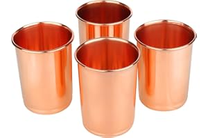 Zap Impex Bocaux à boire en cuivre pur en cuivre ajoutant ensemble de guérison ayurvédique de 4, 250 ml