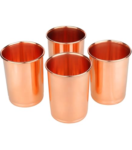 Lot De 4 Bouteilles D'eau En Cuivre Pur Pour Les Bienfaits Ayurvédiques (sans Joint Et Anti-fuite
