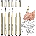 SUPER TOY 6 PC Black Mircon Fineliner Pen for Artist - Fine Point Technical Pens Set with Different Nib Sizes for Calligraphy, Drawing, Writing, Designing, Waterproof Quick Drying
