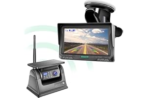 GREENAUTO Solar Magnetische kabellose Rückfahrkamera 5'' Monitor Kit AHD 1080P Rückfahrkamera wiederaufladbare Batterie, Keine Verkabelung, kein Bohren, kabellose Backup-Kamera für Anhänger RV