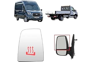 ALIGOPARTS Left Passenger Side Upper Heated Wing Mirror Glass for Ford Transit MK8 (2014 Onwards) – BK31-17K741-BA, 1823986 – Replacement Mirror with Back Plate & 2 Metal Clips – Easy Installation